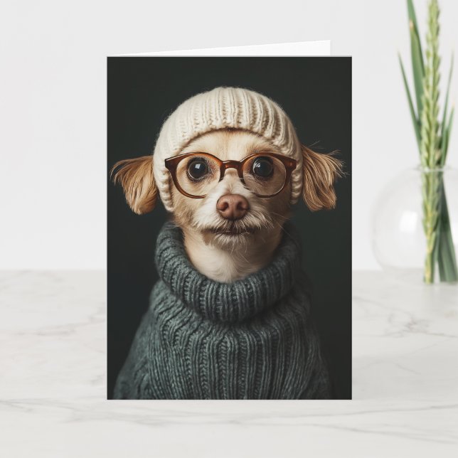 Convite Cachorro-na moda com roupa confortável (Frente)