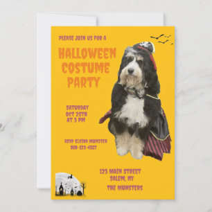 Convite Cachorro Negro e Laranja na Festa de Costume Pirat