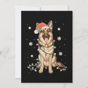 Convite Cachorro Pastor Alemão Chapéu do Papai Noel Luzes