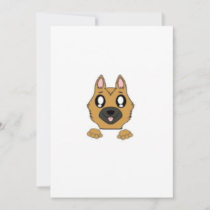 Convite cachorro pastor alemão espiando desenho animado
