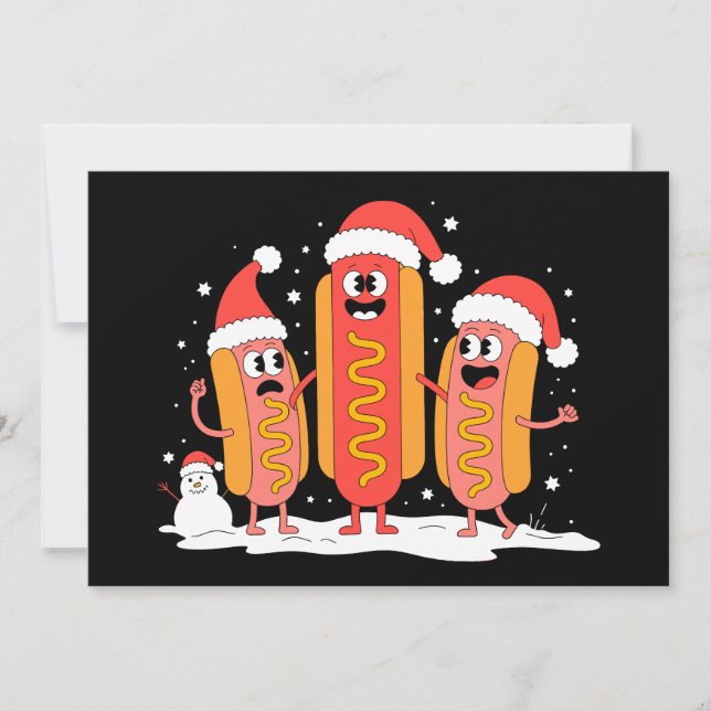Convite Cachorro Quente De Natal Chapéu Do Papai Noel Bone (Frente)