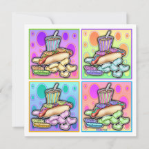 Convite - Cachorro Quente Pop Art com Batatas Frit