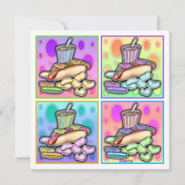 Convite - Cachorro Quente Pop Art com Batatas Frit