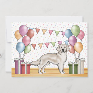 Convite Cachorro Retriever Dourado Creme Aniversário Color
