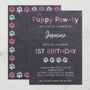 Convite Cachorro Rosa Papoila Papoila Pawty, Cachorro, Ani