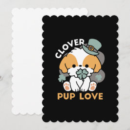 Convite Cachorro Sortudo com Trevo – Presente do Dia de Sã