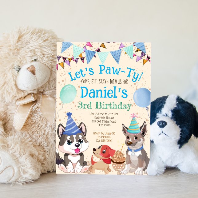 Convite Cachorros bonitos, filhotes de vamos de filhotes,  (Criador carregado)