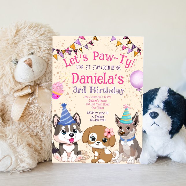 Convite Cachorros bonitos, filhotes de vamos de filhotes,  (Criador carregado)