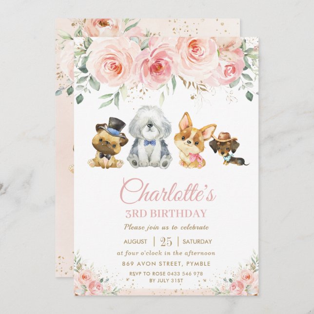 Convite Cachorros Cachorros Cachorros Cachorros Cachorros  (Frente/Verso)