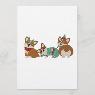 Convite Cachorros Corgi Engraçados Natal 2025