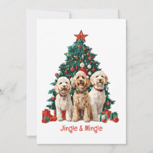 Convite Cachorros De Goldendoodle E De Natal