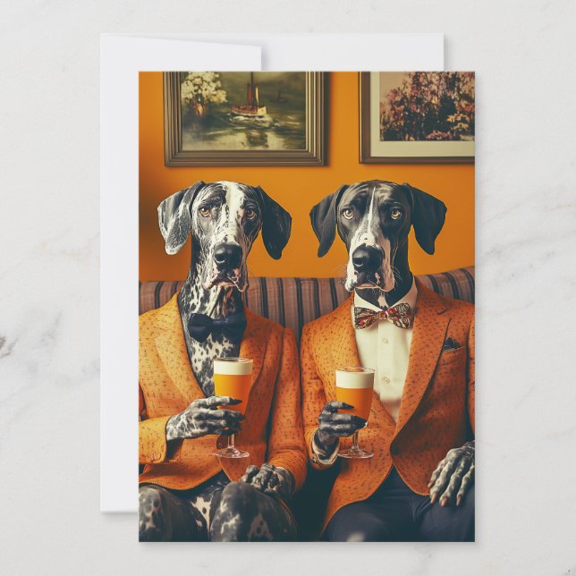Convite Cachorros De Laranja De Dane Grande Elegante (Frente)