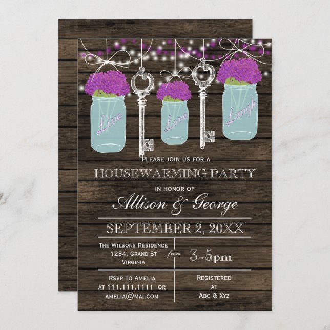 Convite Cachorros de pedras-do-mar chaves de casa rústica (Frente/Verso)