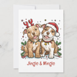 Convite Cachorros De Touro De Natal Jingle E Mingle