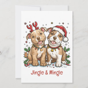 Convite Cachorros De Touro De Natal Jingle E Mingle