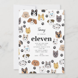 Convite Cachorros Engraçados Coloridos e Cães-Cachorros An