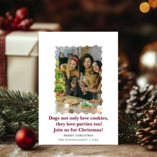 Convite Cachorros Fofos e Divertidos Feliz Natal Tarjeta d