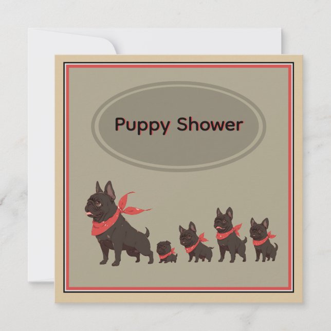 Convite Cachorros Franceses da Família dos Cachorros - (Frente)