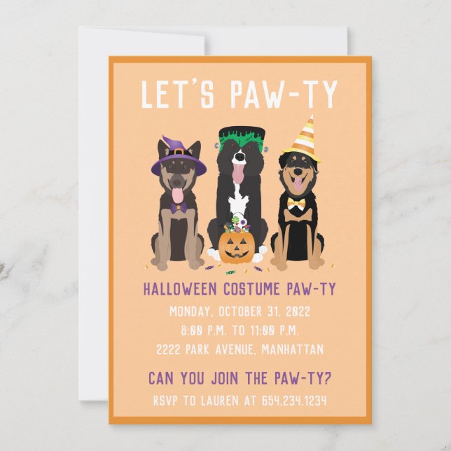 Convite Cachorros Pawty do Halloween (Frente)