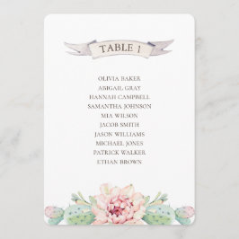 Convite Cacto floral e suculento. Gráfico de assentos de c