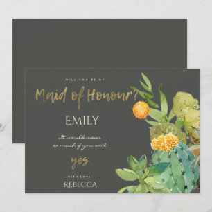 Convite CACTO SUCULENTO FLORAL Aquarela DAMA DE HONRA