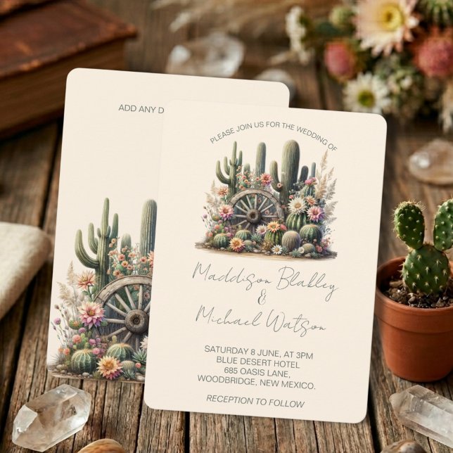 Convite Cactos em Aquarela & Roda de Carroça Casamento Rús (Criador carregado)