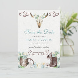 Convite Cactos Floral Crânio Russo Ocidental Salvar A Data