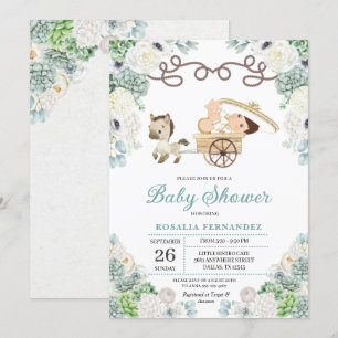 Convite Cactos Floral Mexicano Baby Boy Charro Chá de fral