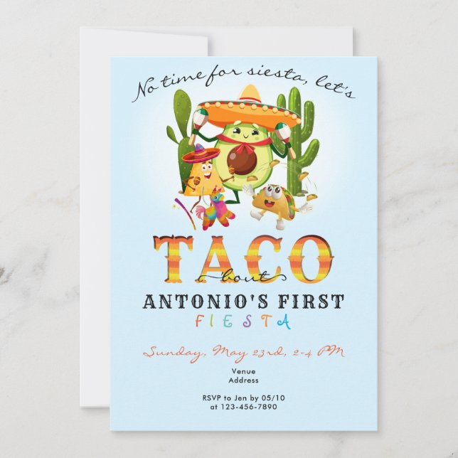 Convite Cactos Sem Tempo Para Siesta Primeiro primeiro ani (Frente)