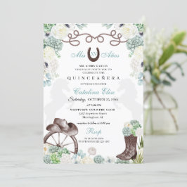 Convite Cactos Verdes Ferradura Ocidental Charra Quinceane