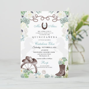 Convite Cactos Verdes Ferradura Ocidental Charra Quinceane