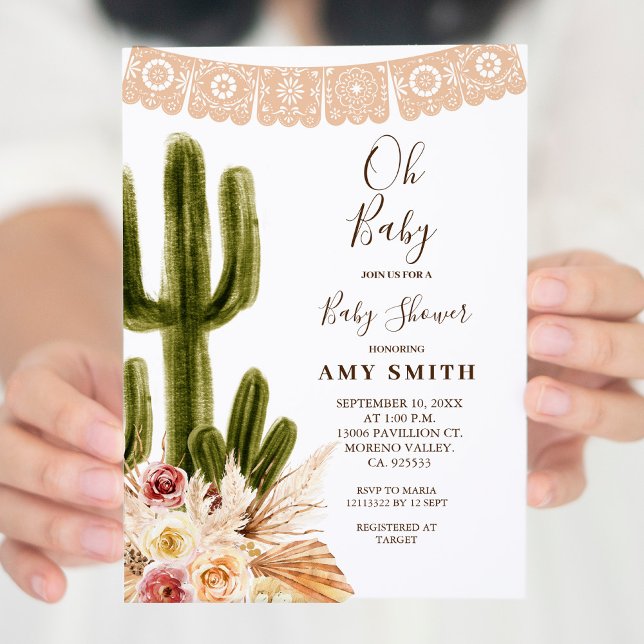 Convite Cactus Boho Fiesta Oh Baby Invent (Criador carregado)