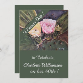 Convite Cactus, Cor de Água, Rosa e Amarelo, Aniversário,