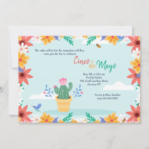 Convite Cactus em Flor Cinco de Mayo 