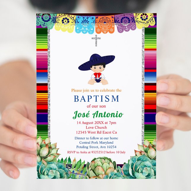 Convite Cactus Fiesta Baptism para Boy (Criador carregado)