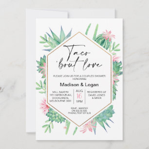 Convite Cactus Rosa Geométrico Taco Bout Love Chá de panel