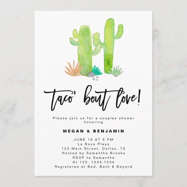Convite Cactus Succult Taco Bout Love Chá de casamento (Frente)