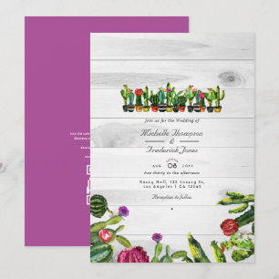 Convite Cactus Suculentas Rústicas Código QR RSVP Casament