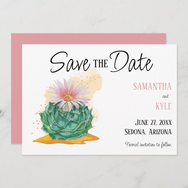 Convite Cactus Wedding Save the Date (Frente/Verso)
