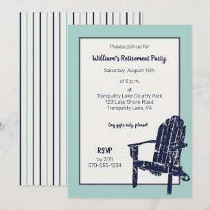 Convite Cadeira Adirondack Azul Marinho Festa de Aposentad