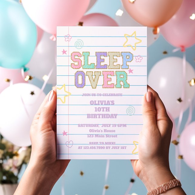 Convite Caderno com remendo de universidade de sleepover (Criador carregado)