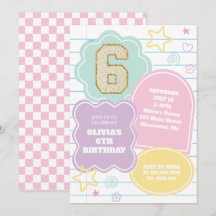 Caderno de aniversário varsity preppy pastel patch