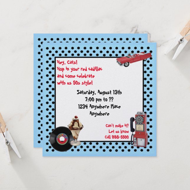 Convite Cadillac vermelho (Frente/Verso In Situ)