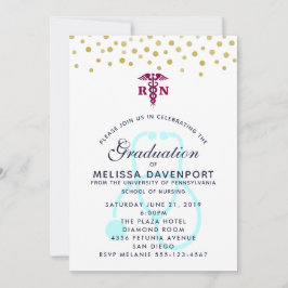 Convite Caduceu Elegante e Graduada em Enfermagem com Este
