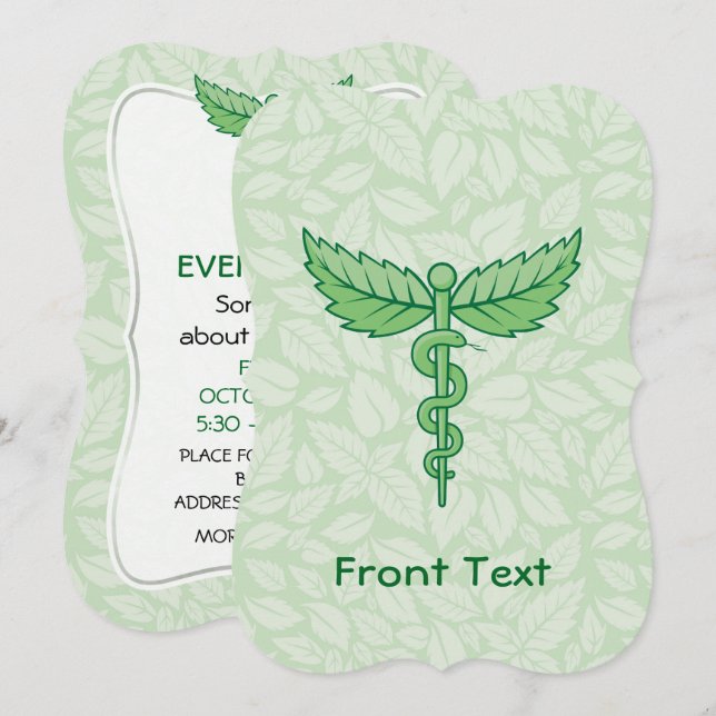 Convite Caduco com fundo de folhas (Frente/Verso)