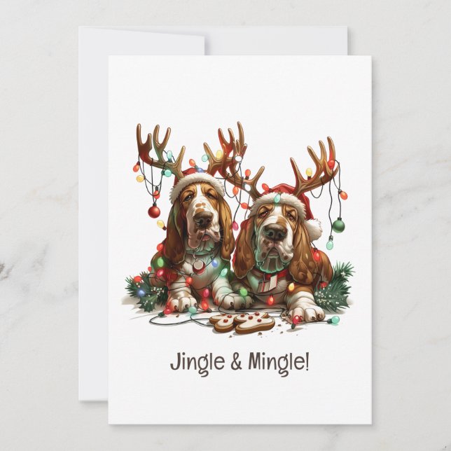 Convite Cães De Caça De Natal Jingle E Mingle (Frente)