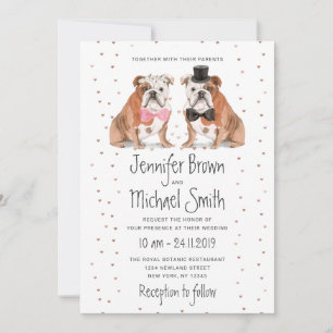 Convite Cães de Casamento Bulldog Inglês
