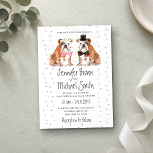 Convite Cães de Casamento Bulldog Inglês