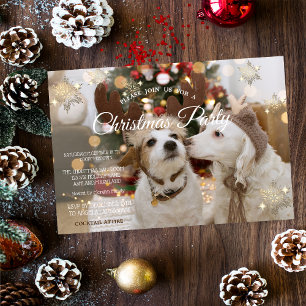 Convite Cães de Férias Apaixonados Festa de Natal