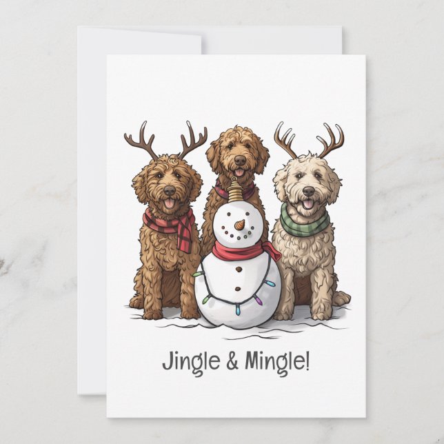 Convite Cães de Goldendoodle de Natal (Frente)
